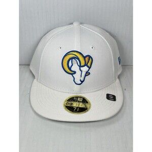 Size 7 3/4 New Era Los Angeles Rams NFL Low Profile 59FIFTY Fitted Hat Cap White